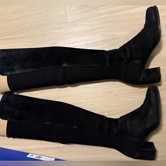 Stuart Weitzman Black Suede Over the Knee Boots - Picture 6 of 9